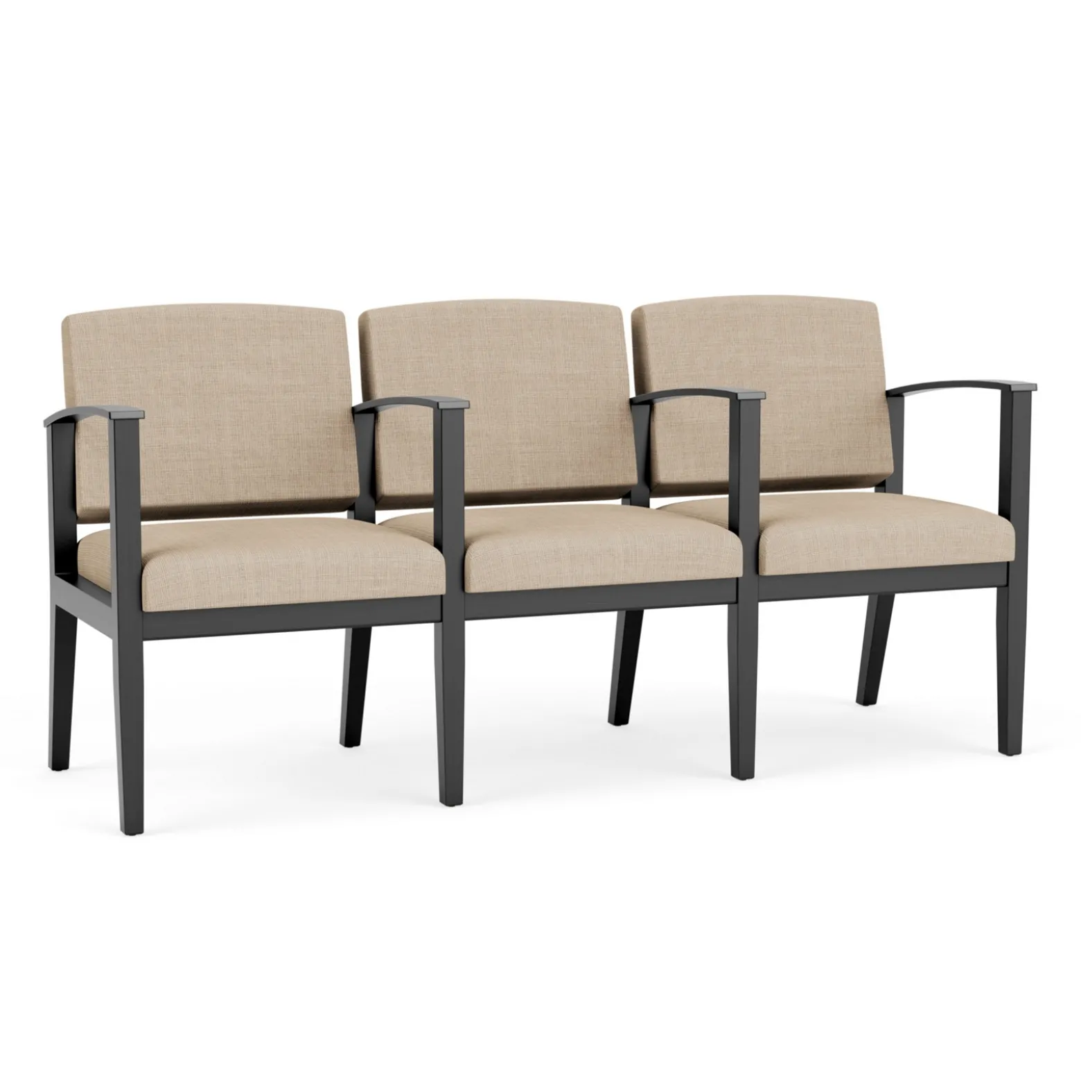 Mason Street Wood 3 Seat Sofa with Center Arms in Premium Upholstery