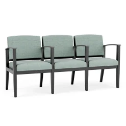 Mason Street Wood 3 Seat Sofa with Center Arms in Premium Upholstery