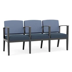 Mason Street Wood 3 Seat Sofa with Center Arms in Premium Upholstery