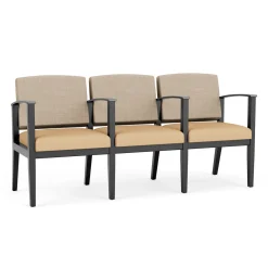Mason Street Wood 3 Seat Sofa with Center Arms in Premium Upholstery