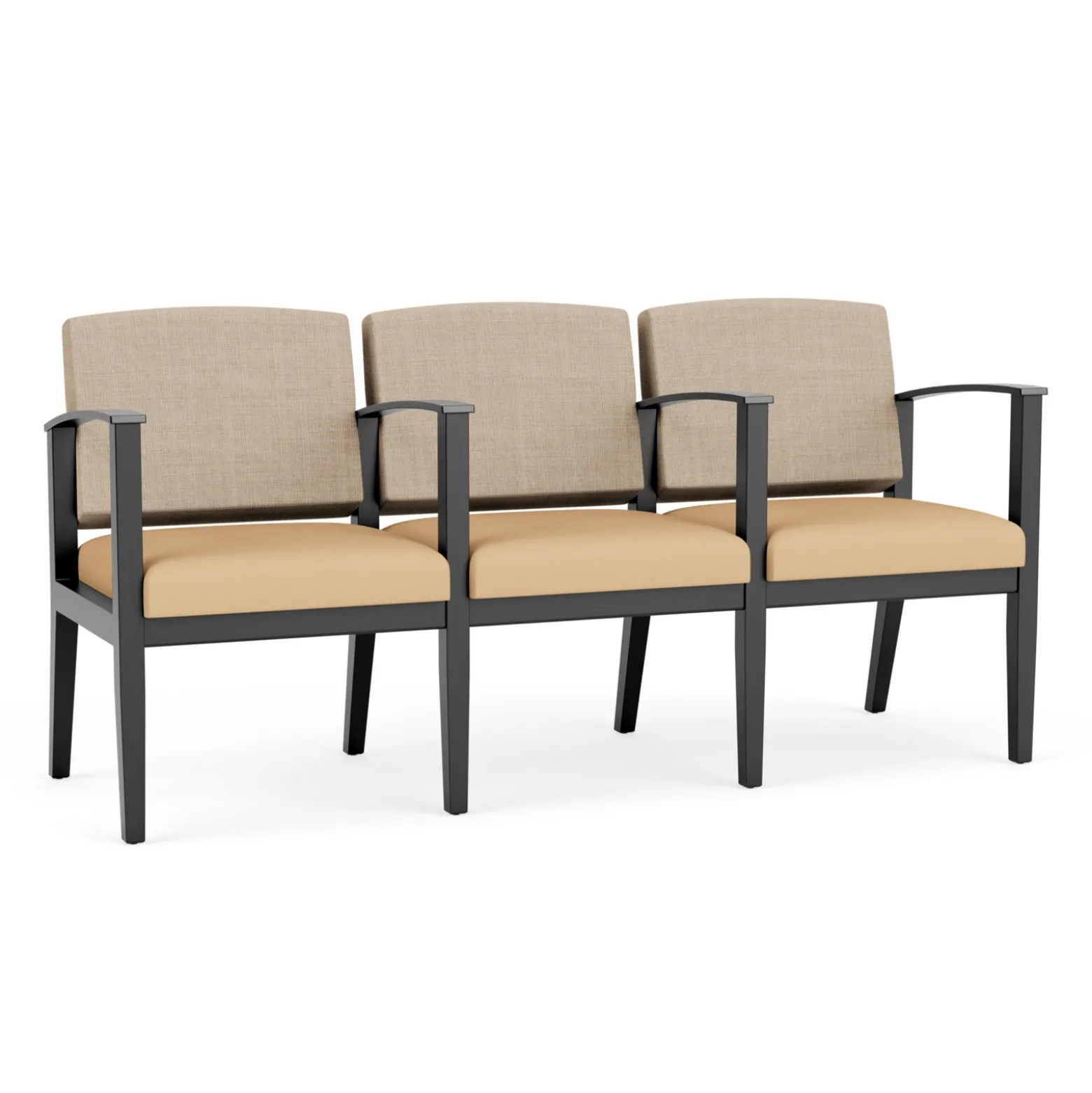 Mason Street Wood 3 Seat Sofa with Center Arms in Premium Upholstery