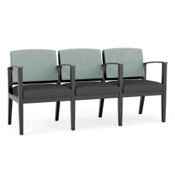 Mason Street Wood 3 Seat Sofa with Center Arms in Premium Upholstery