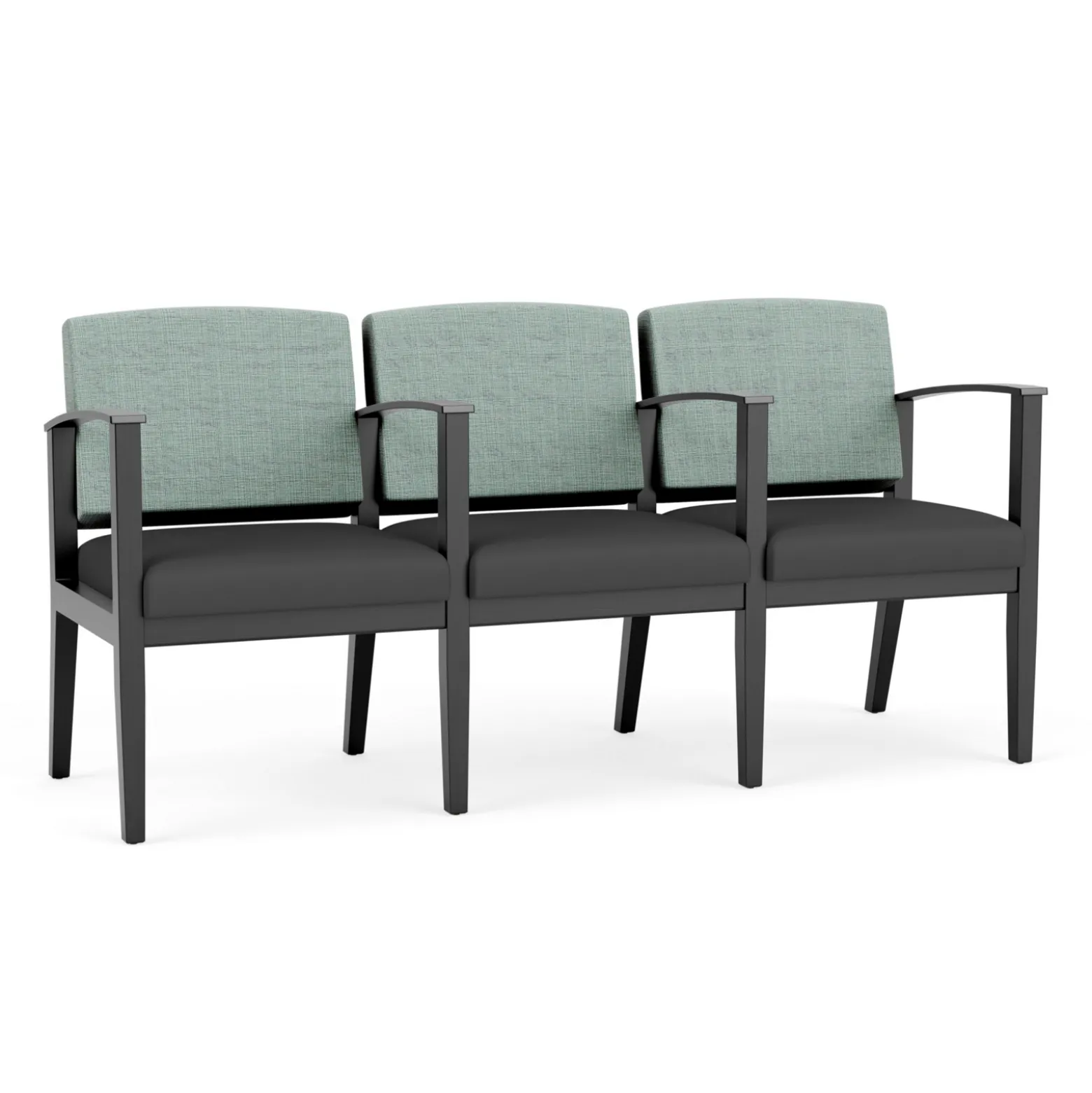 Mason Street Wood 3 Seat Sofa with Center Arms in Premium Upholstery