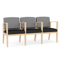 Mason Street Wood 3 Seat Sofa with Center Arms in Premium Upholstery