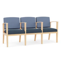 Mason Street Wood 3 Seat Sofa with Center Arms in Premium Upholstery