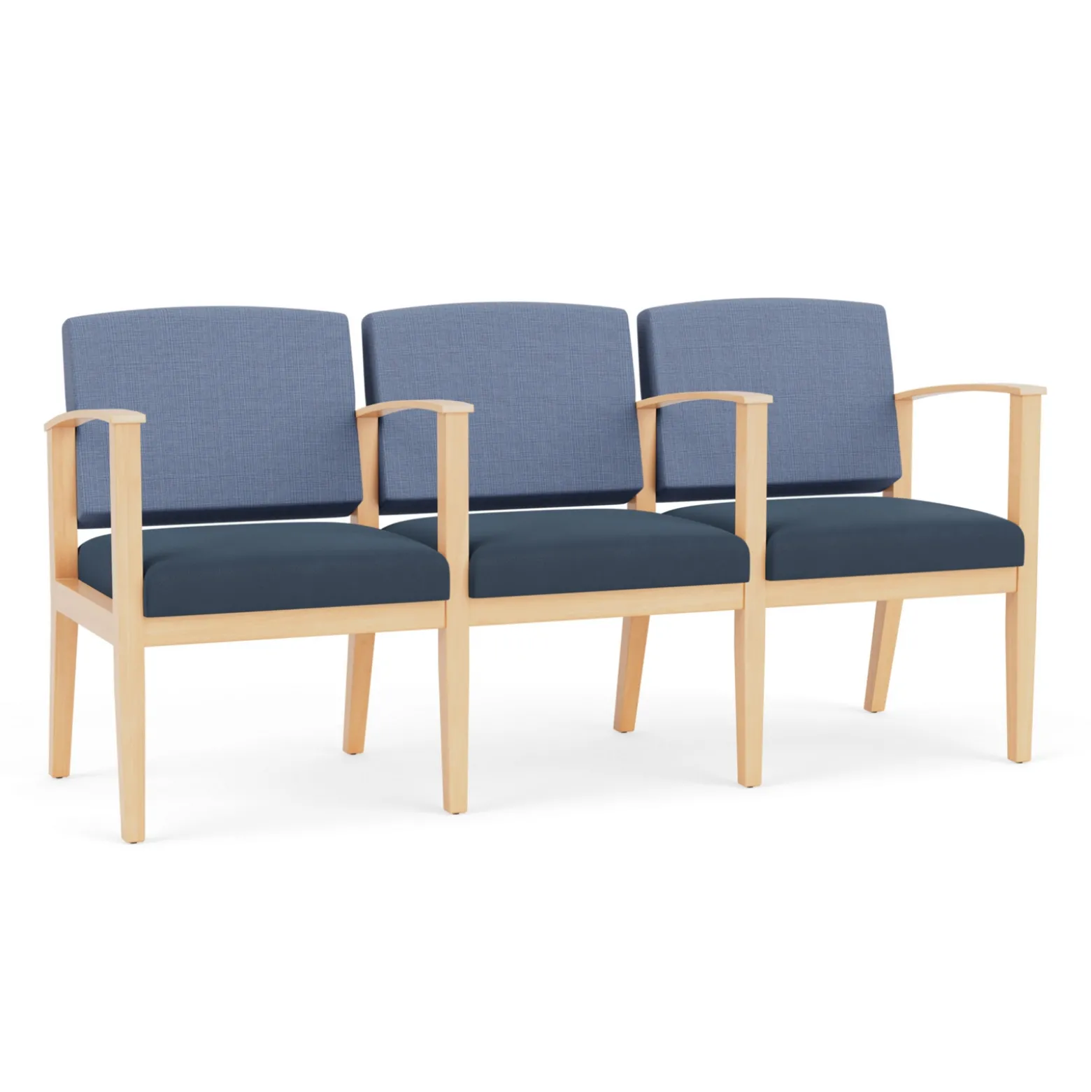 Mason Street Wood 3 Seat Sofa with Center Arms in Premium Upholstery
