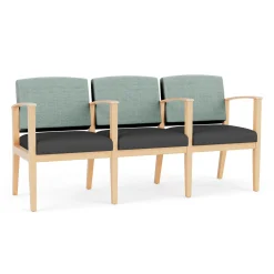 Mason Street Wood 3 Seat Sofa with Center Arms in Premium Upholstery