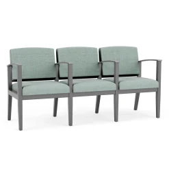 Mason Street Wood 3 Seat Sofa with Center Arms in Premium Upholstery