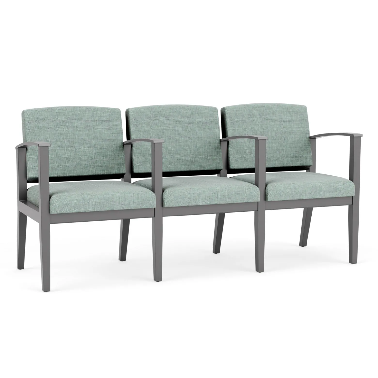 Mason Street Wood 3 Seat Sofa with Center Arms in Premium Upholstery