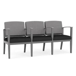 Mason Street Wood 3 Seat Sofa with Center Arms in Premium Upholstery