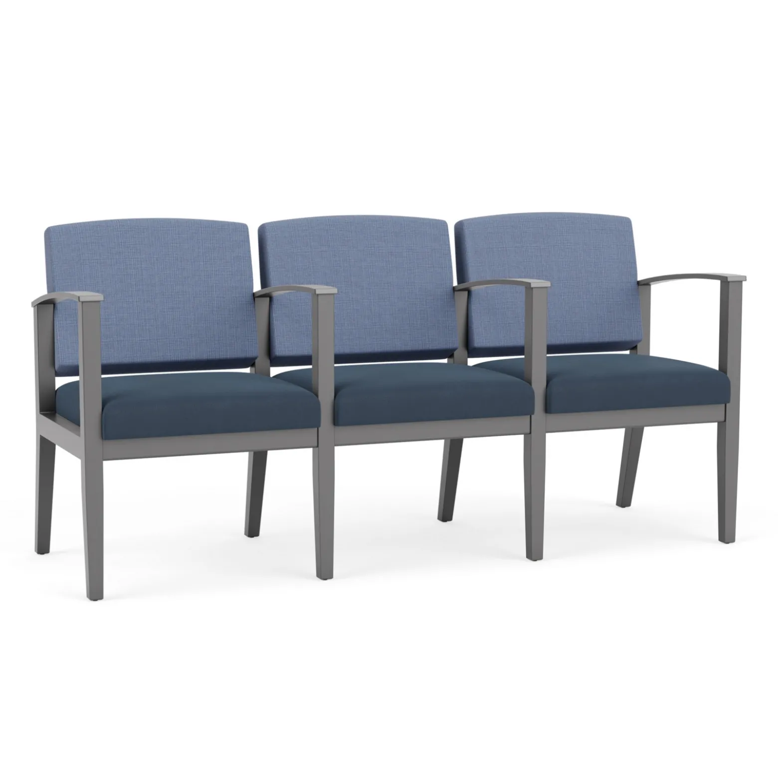 Mason Street Wood 3 Seat Sofa with Center Arms in Premium Upholstery