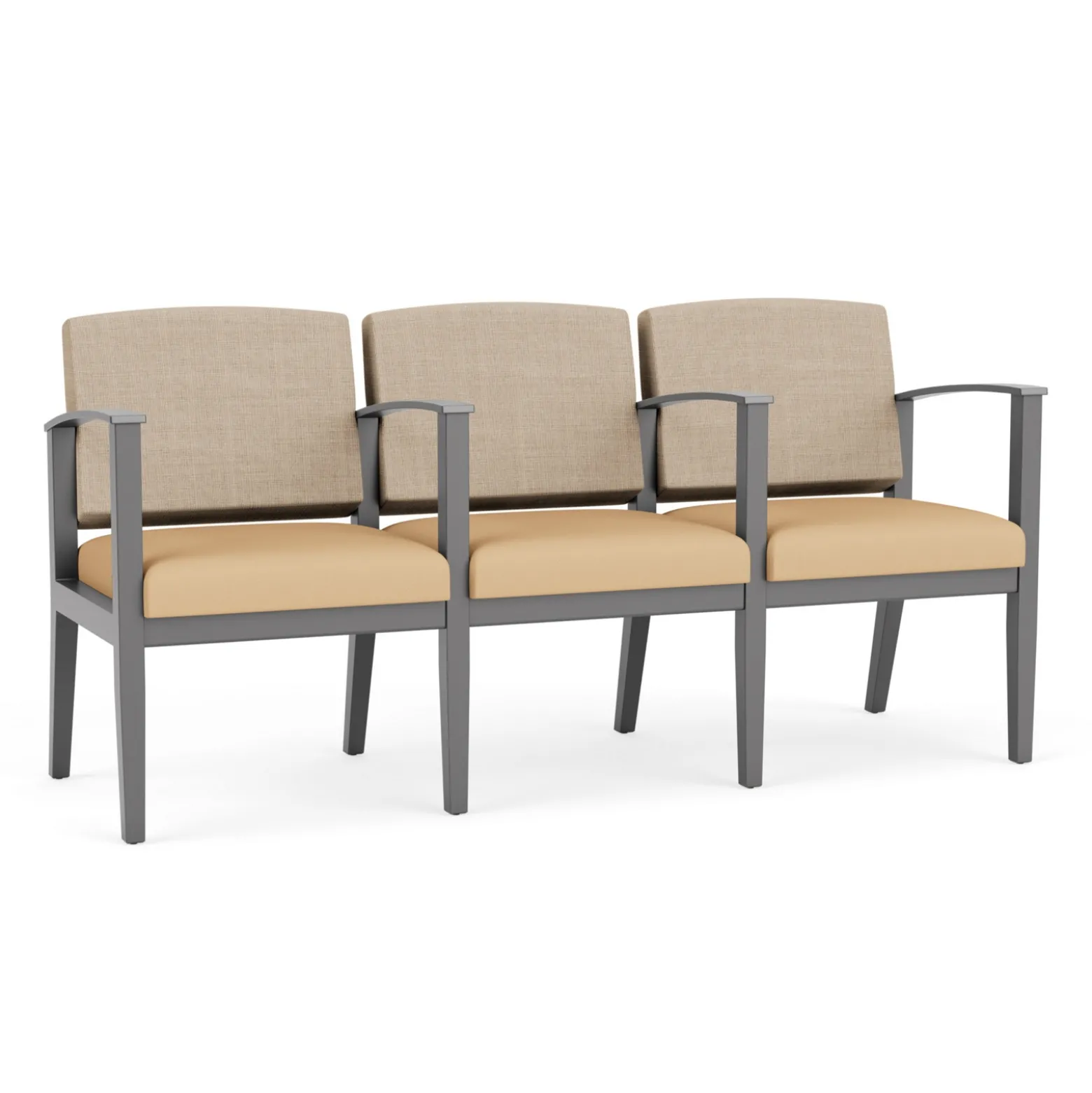 Mason Street Wood 3 Seat Sofa with Center Arms in Premium Upholstery