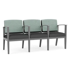 Mason Street Wood 3 Seat Sofa with Center Arms in Premium Upholstery