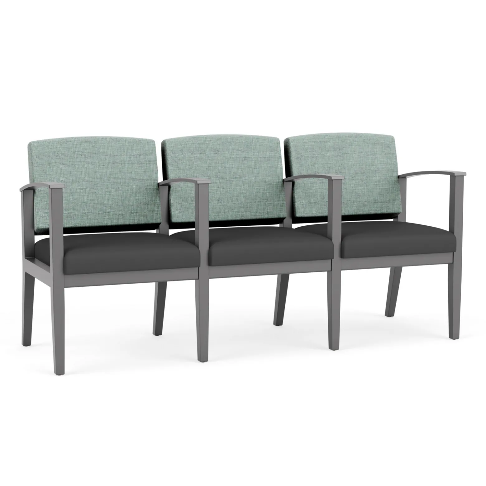 Mason Street Wood 3 Seat Sofa with Center Arms in Premium Upholstery