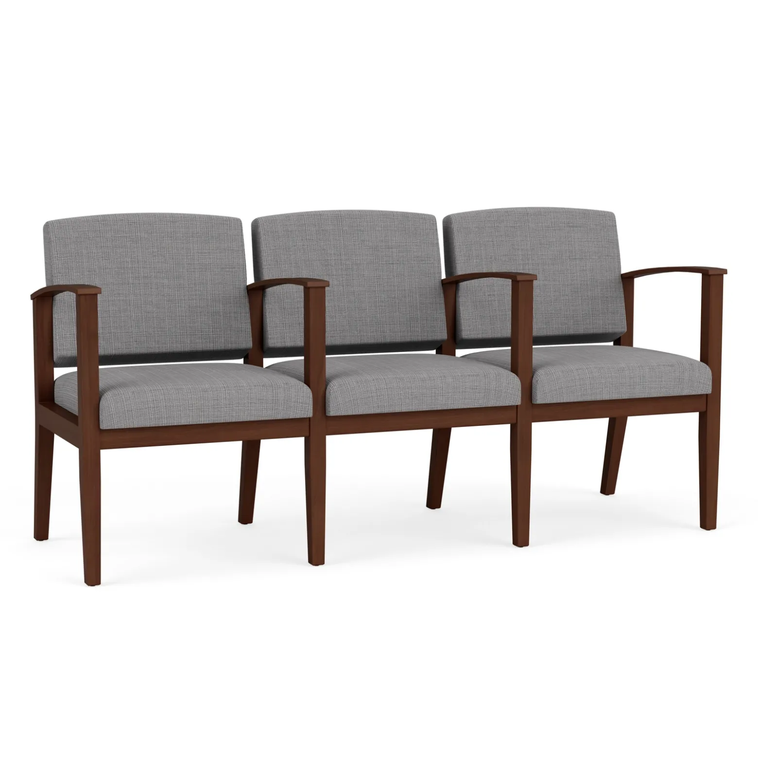Mason Street Wood 3 Seat Sofa with Center Arms in Premium Upholstery