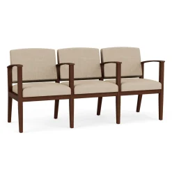 Mason Street Wood 3 Seat Sofa with Center Arms in Premium Upholstery
