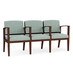Mason Street Wood 3 Seat Sofa with Center Arms in Premium Upholstery