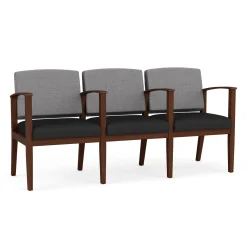 Mason Street Wood 3 Seat Sofa with Center Arms in Premium Upholstery