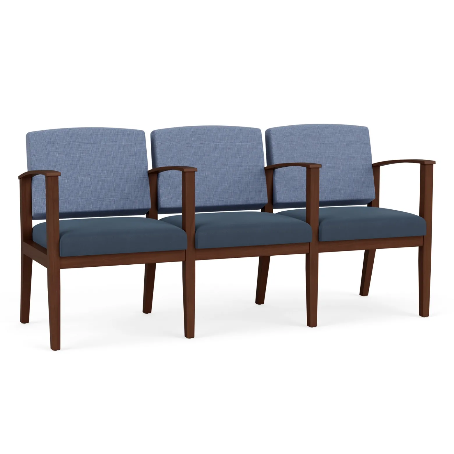 Mason Street Wood 3 Seat Sofa with Center Arms in Premium Upholstery