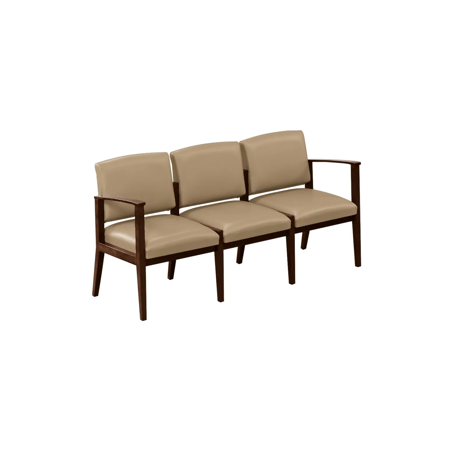 Mason Street Wood 3 Seat Sofa with Center Arms in Premium Upholstery