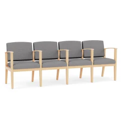 Mason Street Wood 4 Seat Sofa with Center Arms in Premium Upholstery
