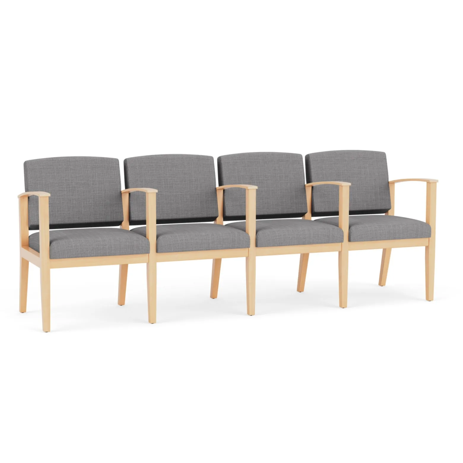 Mason Street Wood 4 Seat Sofa with Center Arms in Premium Upholstery
