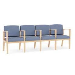 Mason Street Wood 4 Seat Sofa with Center Arms in Premium Upholstery