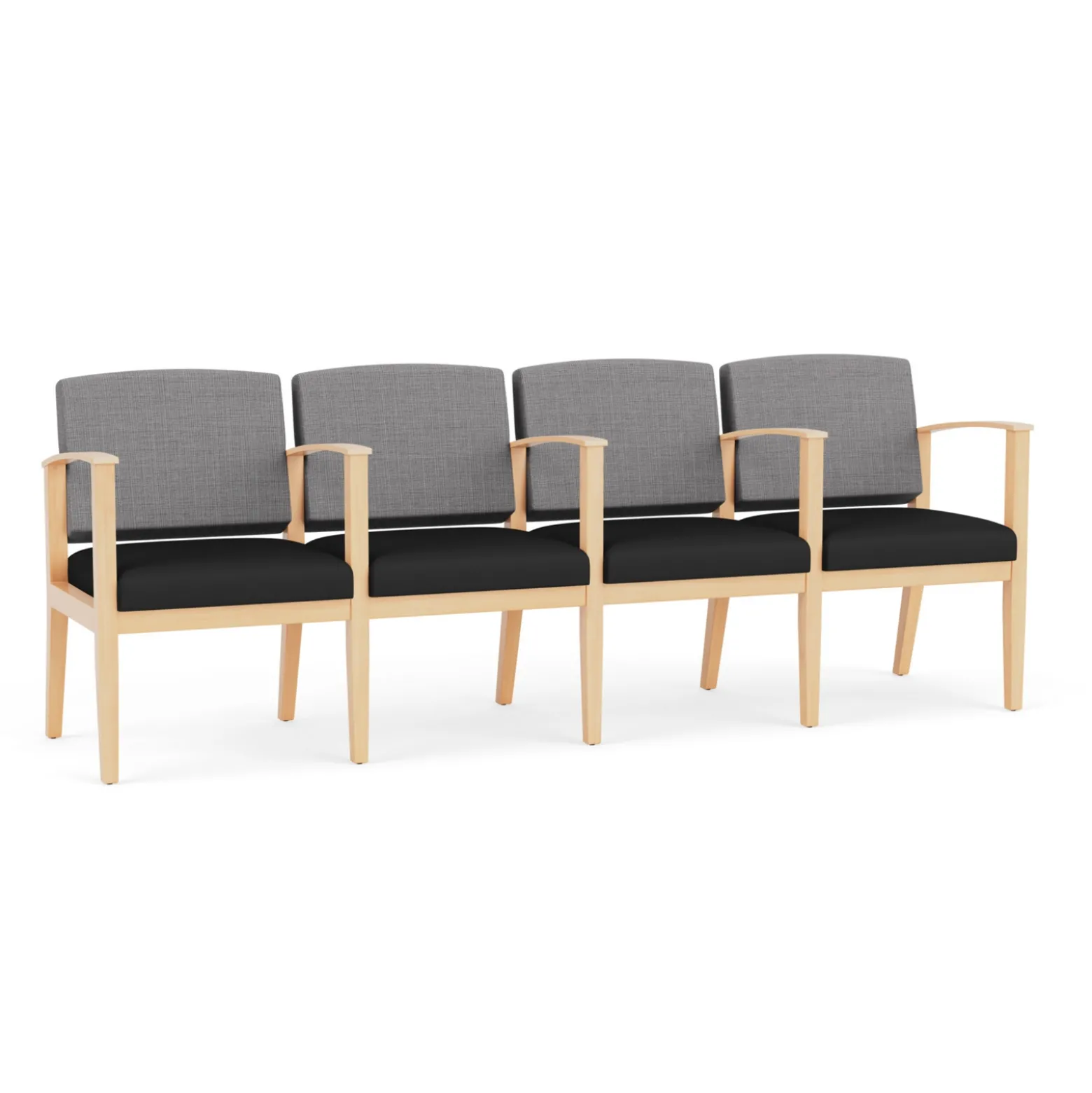 Mason Street Wood 4 Seat Sofa with Center Arms in Premium Upholstery