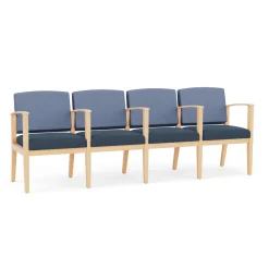 Mason Street Wood 4 Seat Sofa with Center Arms in Premium Upholstery