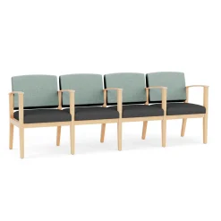 Mason Street Wood 4 Seat Sofa with Center Arms in Premium Upholstery