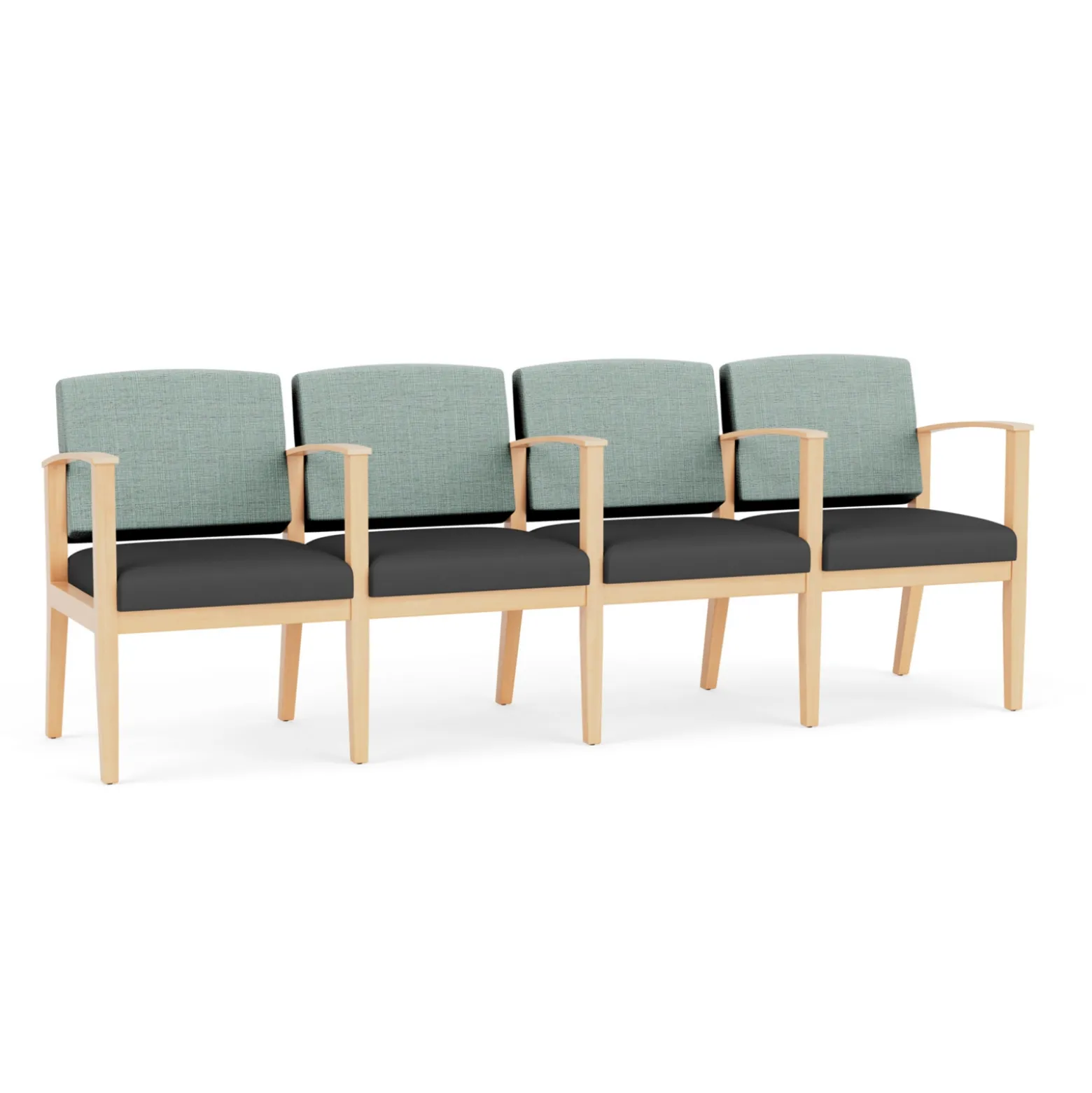 Mason Street Wood 4 Seat Sofa with Center Arms in Premium Upholstery