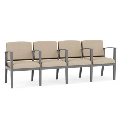 Mason Street Wood 4 Seat Sofa with Center Arms in Premium Upholstery