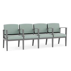 Mason Street Wood 4 Seat Sofa with Center Arms in Premium Upholstery
