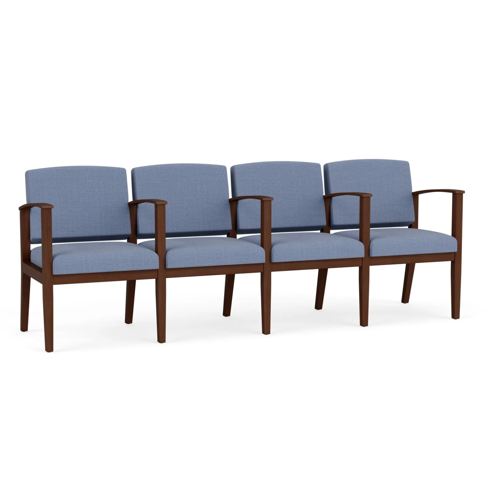 Mason Street Wood 4 Seat Sofa with Center Arms in Premium Upholstery