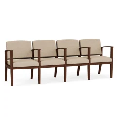 Mason Street Wood 4 Seat Sofa with Center Arms in Premium Upholstery