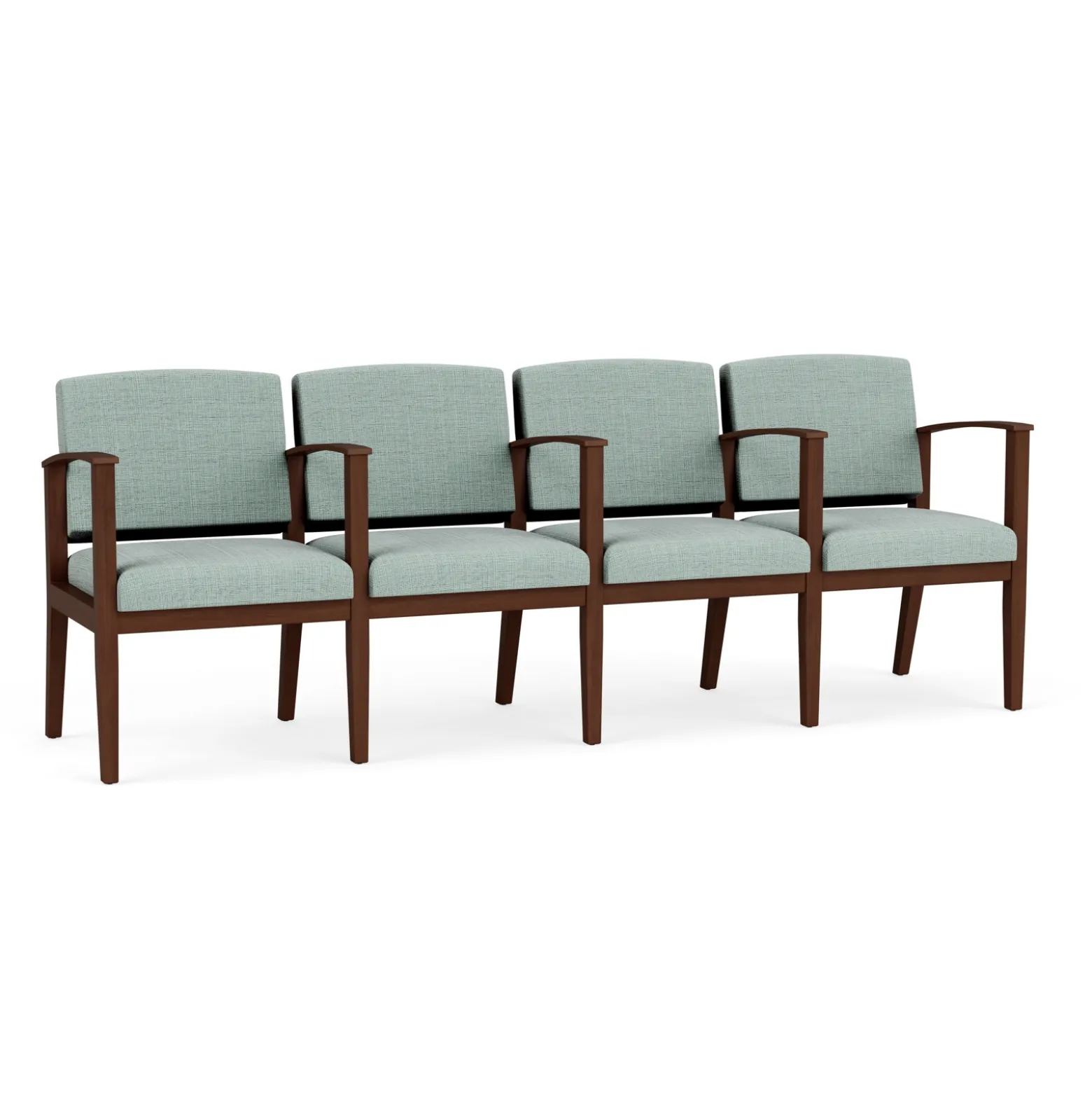 Mason Street Wood 4 Seat Sofa with Center Arms in Premium Upholstery