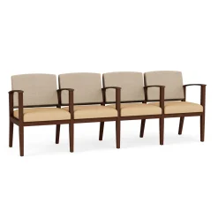Mason Street Wood 4 Seat Sofa with Center Arms in Premium Upholstery