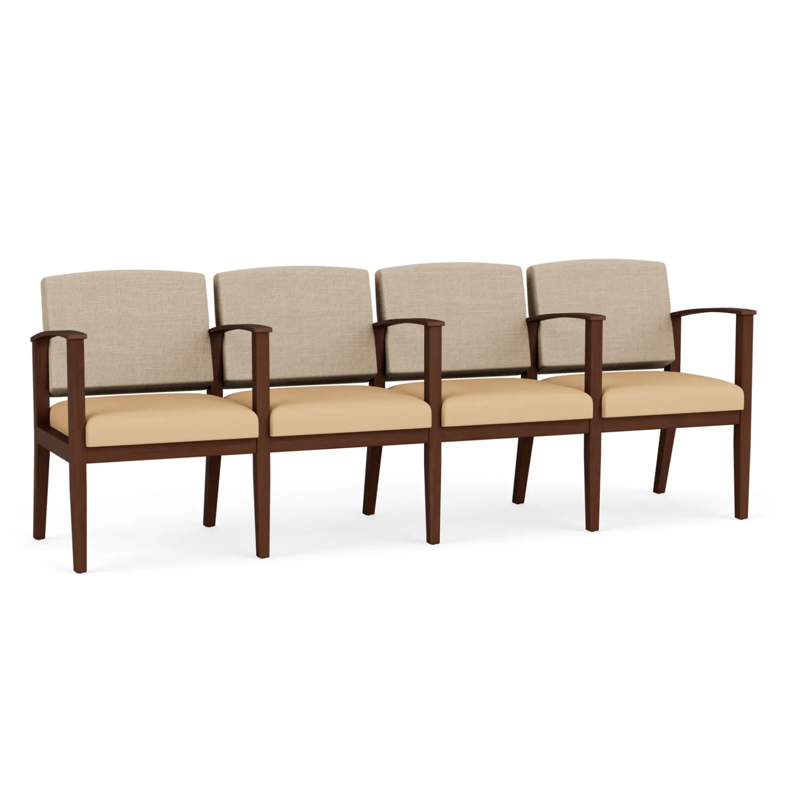 Mason Street Wood 4 Seat Sofa with Center Arms in Premium Upholstery