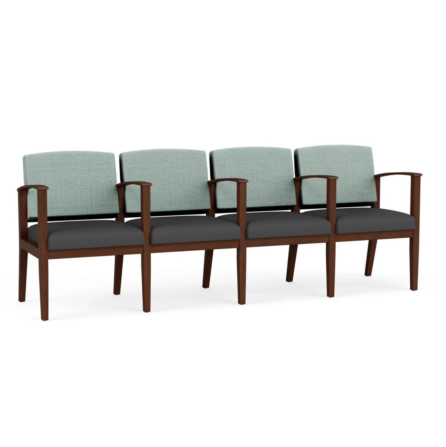 Mason Street Wood 4 Seat Sofa with Center Arms in Premium Upholstery