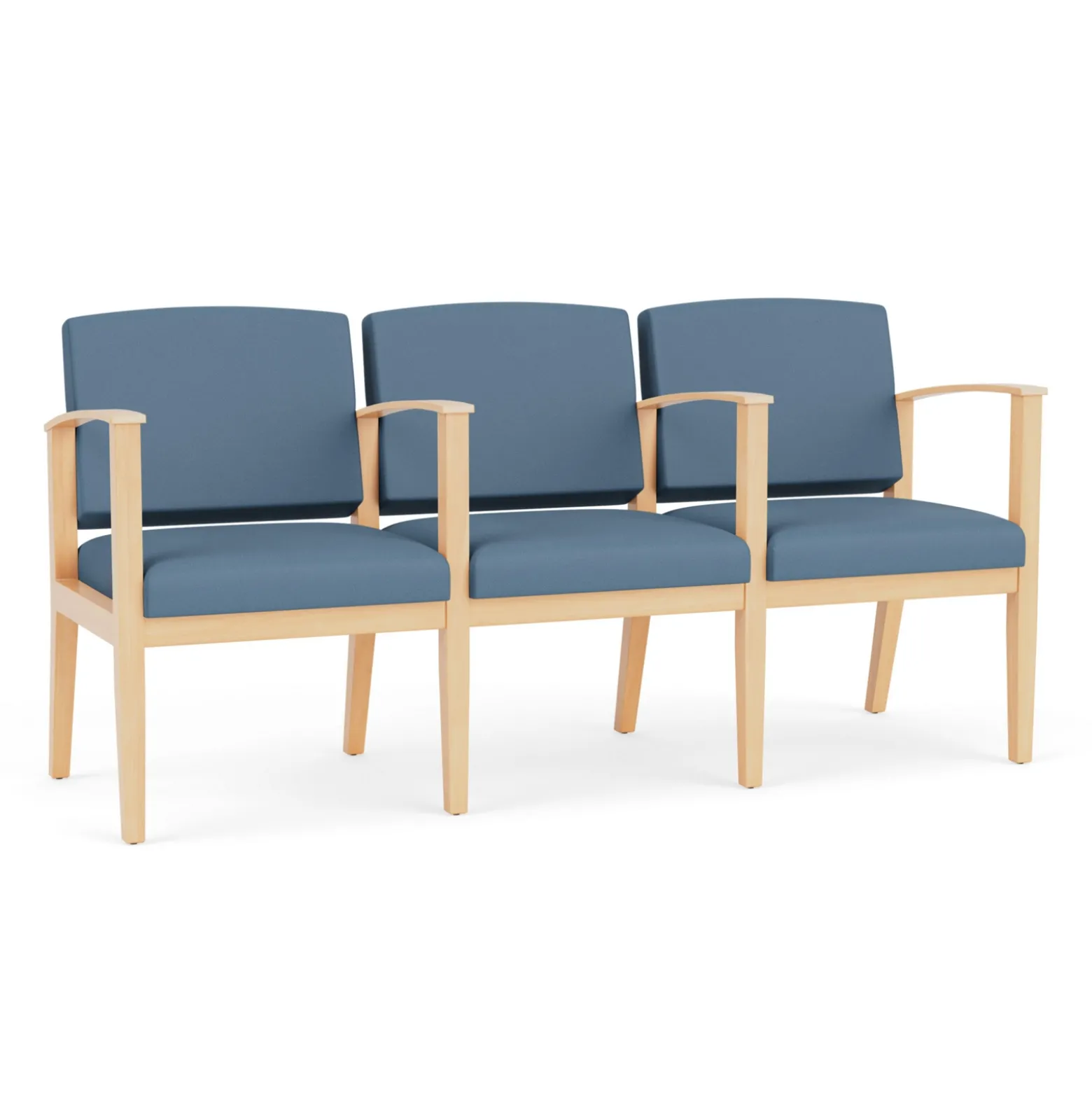 Mason Street Wood 3 Seat Sofa with Center Arms in Standard Upholstery