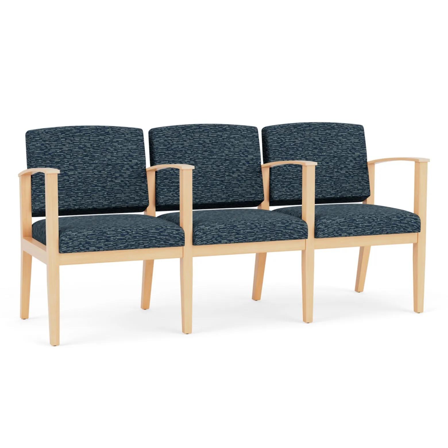 Mason Street Wood 3 Seat Sofa with Center Arms in Standard Upholstery