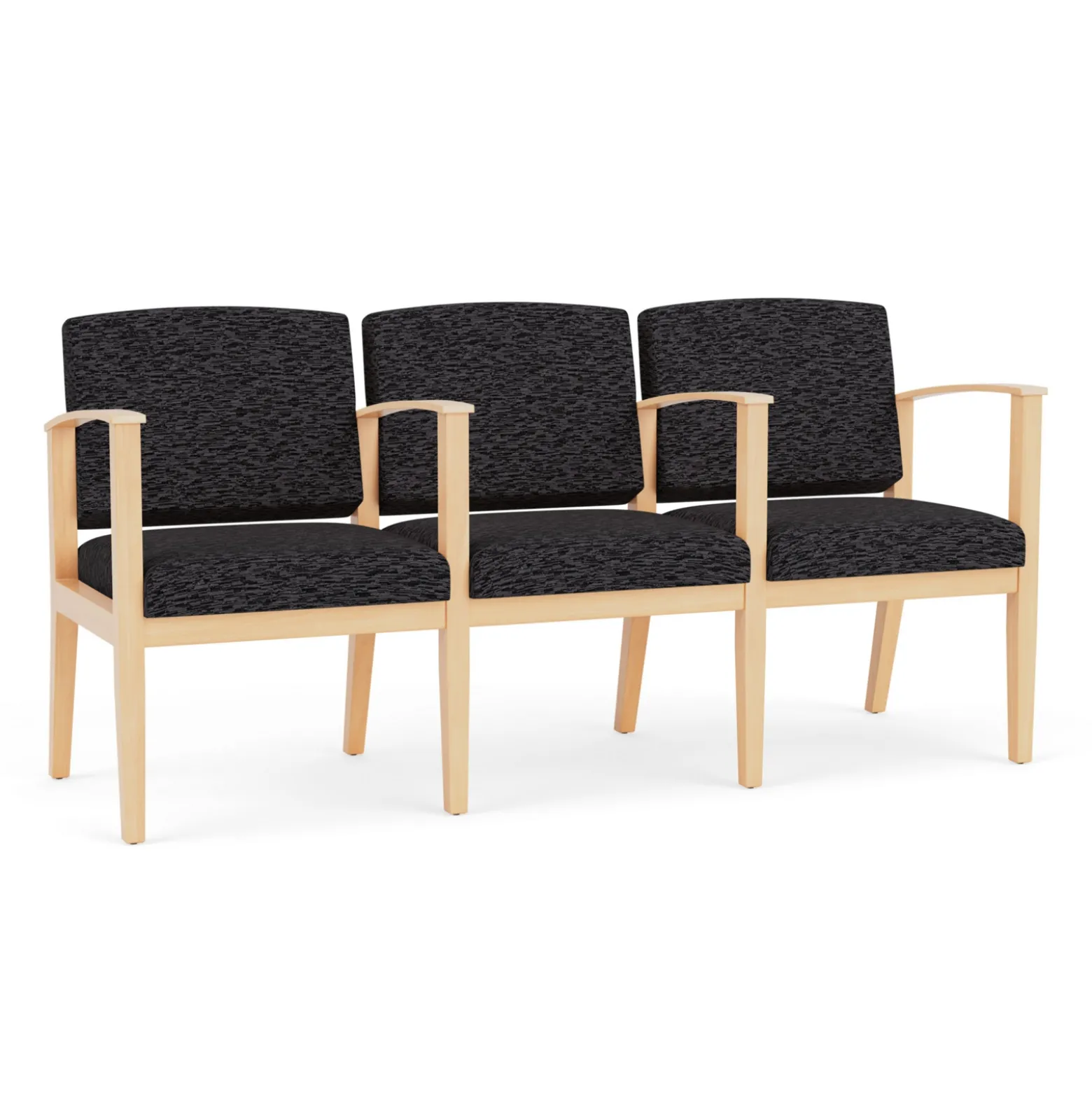 Mason Street Wood 3 Seat Sofa with Center Arms in Standard Upholstery