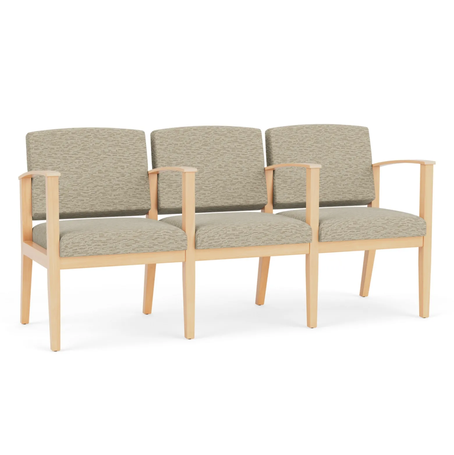 Mason Street Wood 3 Seat Sofa with Center Arms in Standard Upholstery