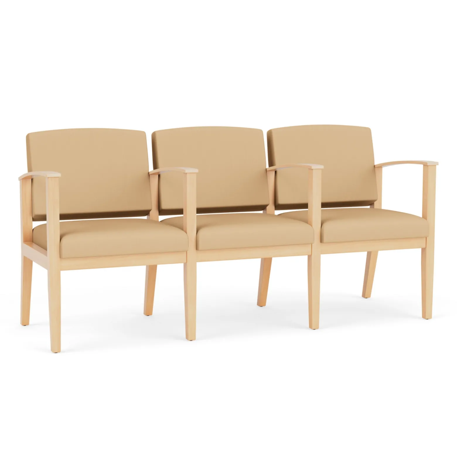 Mason Street Wood 3 Seat Sofa with Center Arms in Standard Upholstery