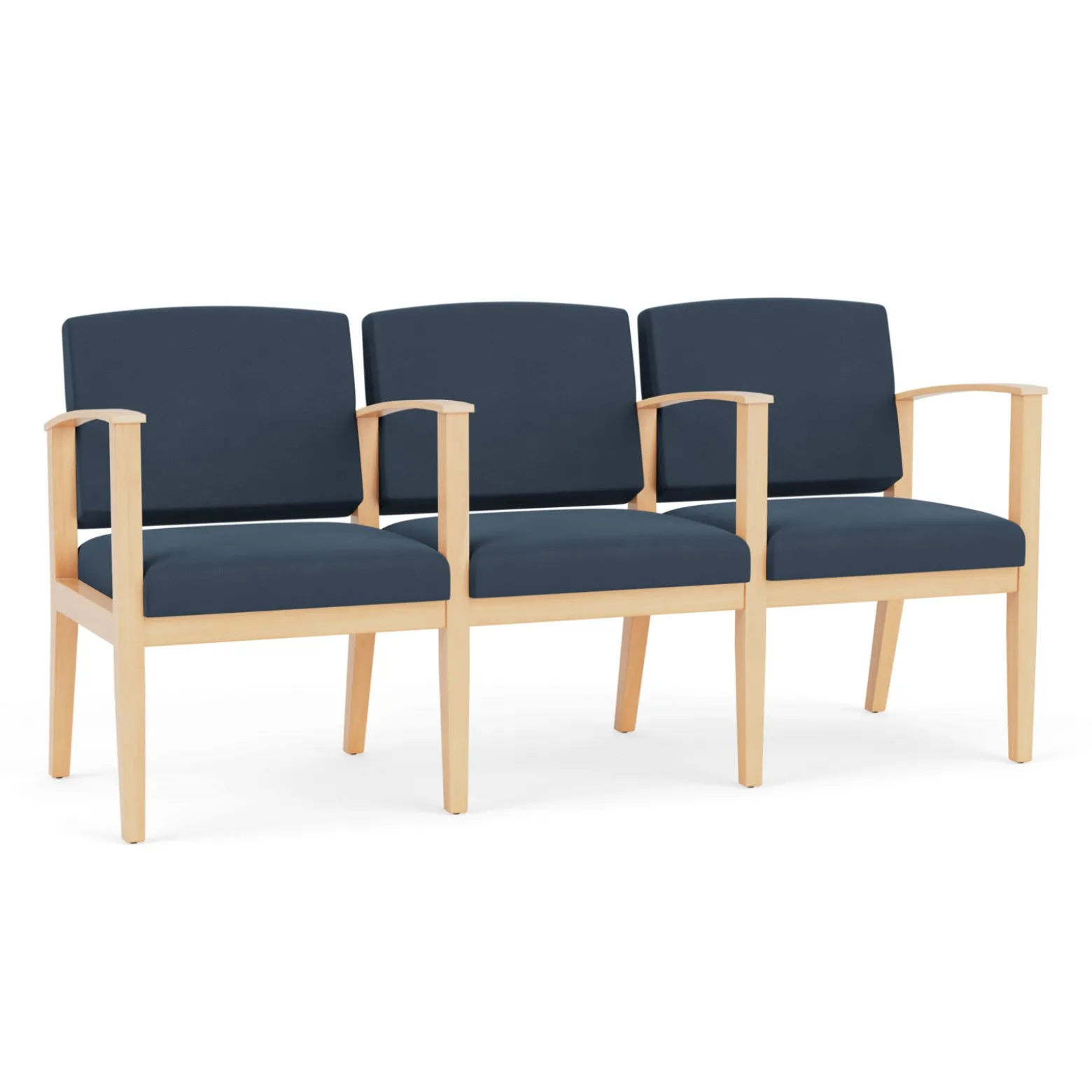 Mason Street Wood 3 Seat Sofa with Center Arms in Standard Upholstery