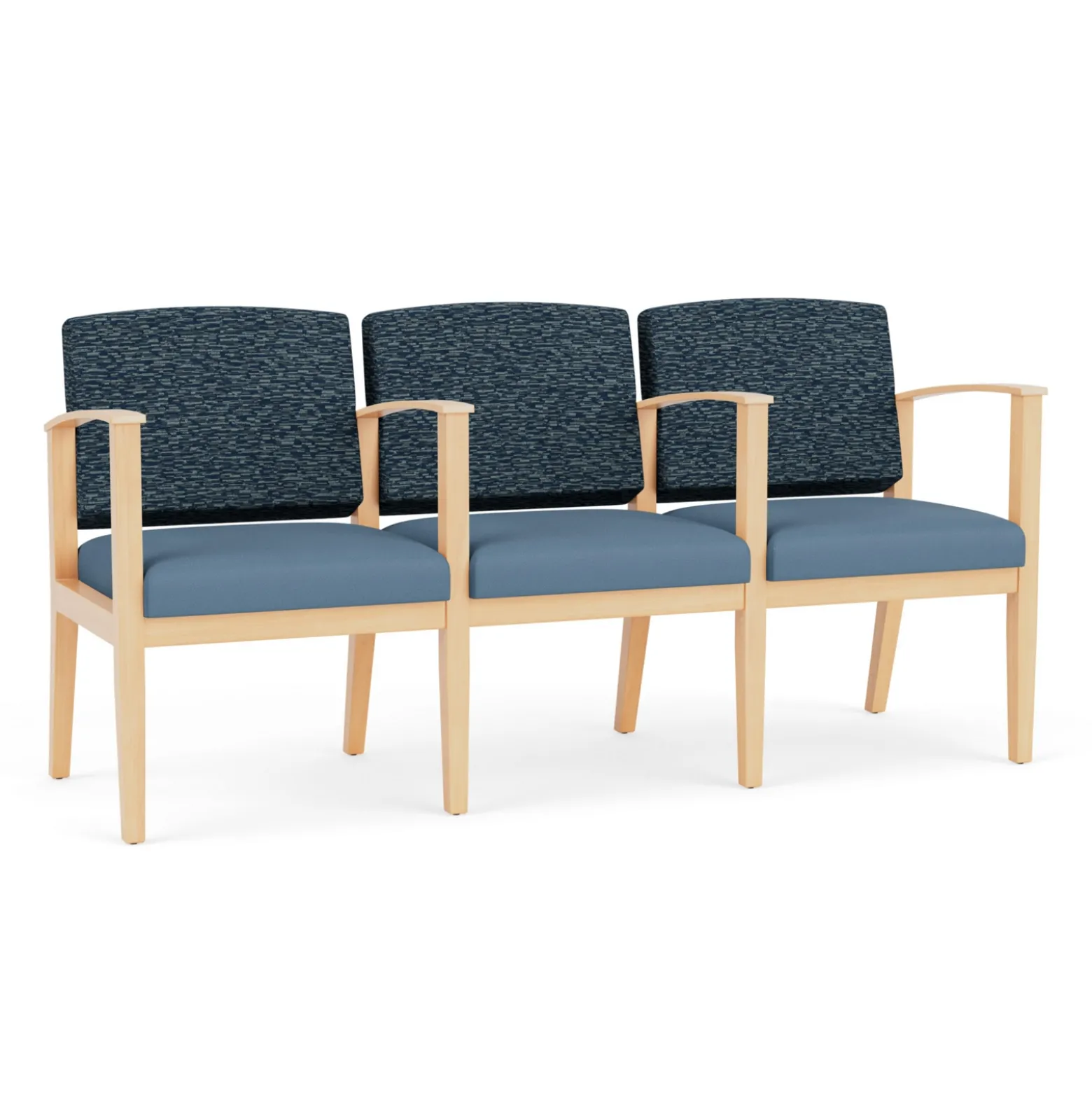 Mason Street Wood 3 Seat Sofa with Center Arms in Standard Upholstery