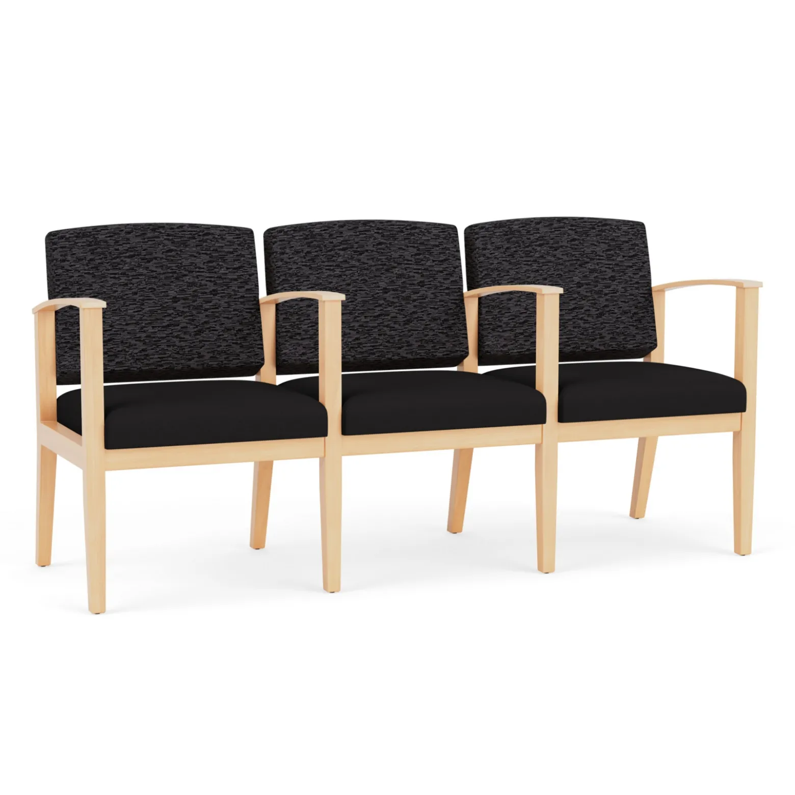 Mason Street Wood 3 Seat Sofa with Center Arms in Standard Upholstery