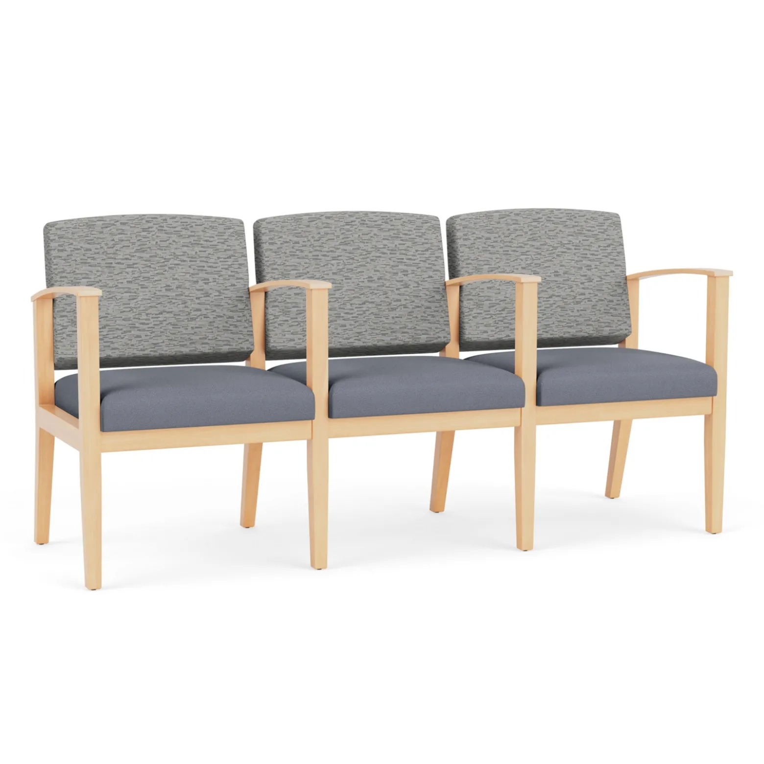 Mason Street Wood 3 Seat Sofa with Center Arms in Standard Upholstery