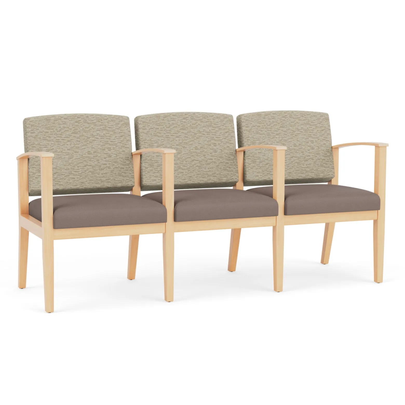 Mason Street Wood 3 Seat Sofa with Center Arms in Standard Upholstery