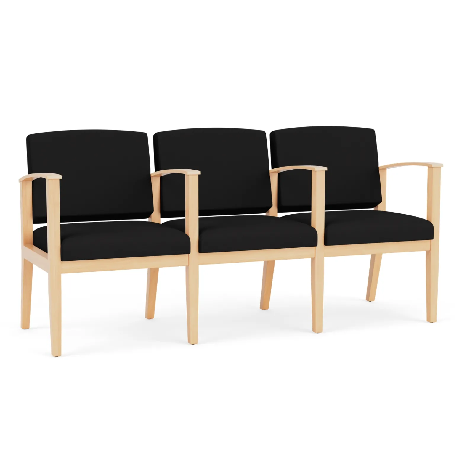 Mason Street Wood 3 Seat Sofa with Center Arms in Standard Upholstery